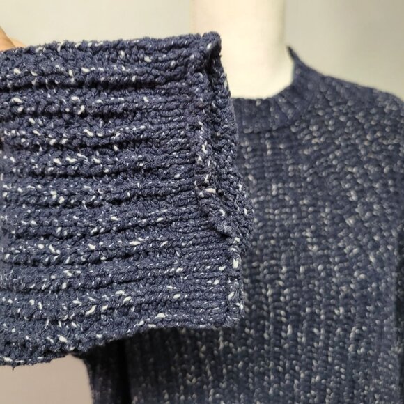 MNG Casuals Sweater Blue Knit Cropped Long Sleeve Thick Warm Winter Womens Small - Picture 7 of 8